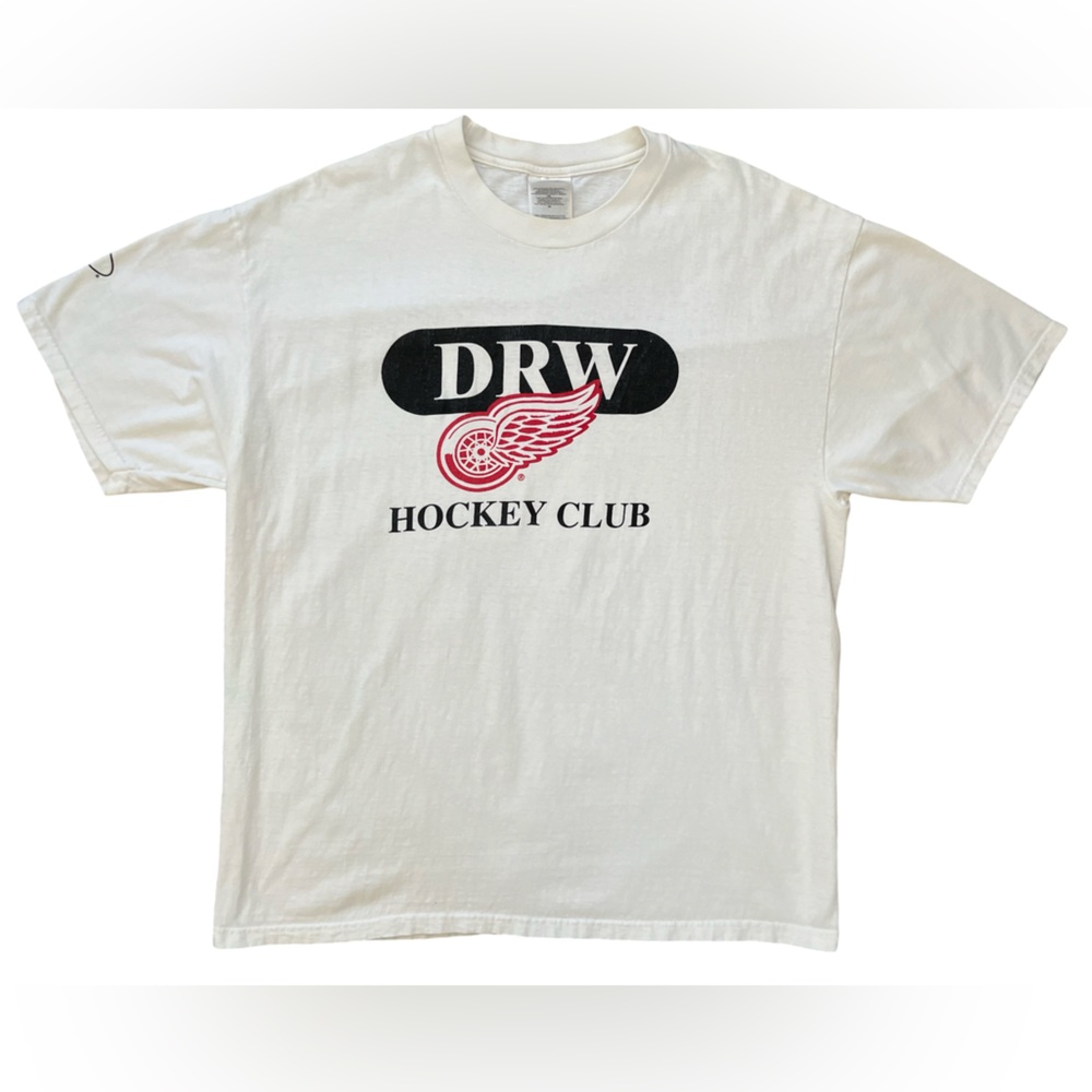 Mens Hanes Beefy-T Detroit Red Wings Hockey Club White T-Shirt Size XL